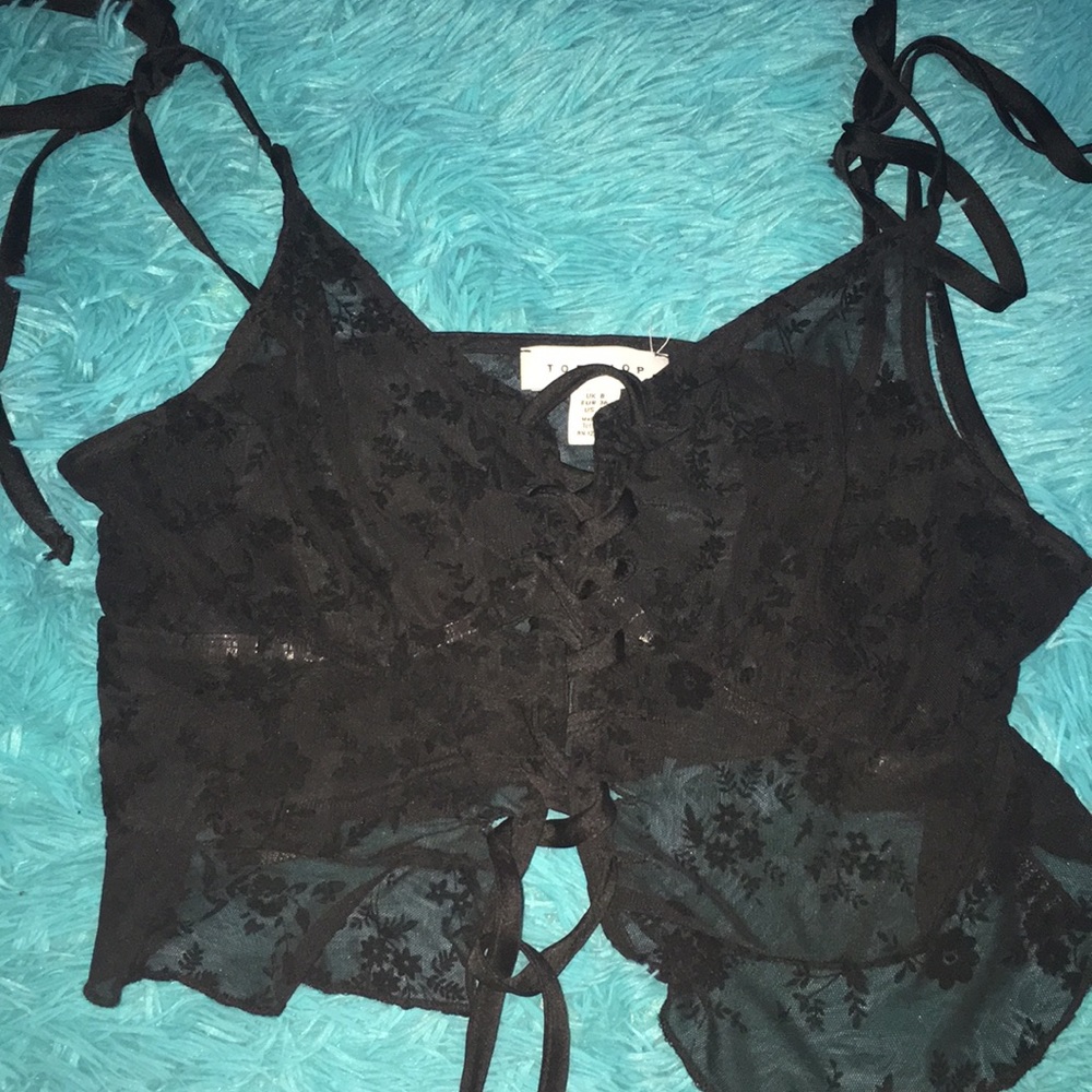 Black lace crop top